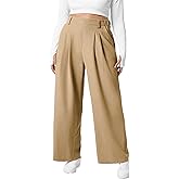 Eytino Womens Plus Size Wide Leg Dress Pants Elastic High Waisted Casual Waffle Palazzo Pants Trousers with Pockets(1X-5X)