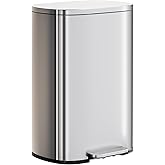 PayLessHere Trash Can with Lid, 13 Gallon (50L) Stainless Steel Kitchen & Office Recycling Bin with Foot Pedal Soft Close & Inner Bucket