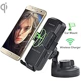 Wireless Car Charger, Car Mount Charger by Kulussy (Air Vent Mount &amp; Dashboard Cup Holder) for all Qi Enable phones,360° Rotation, iPhone 8/X,Samsung Galaxy S8/S8+, S7/S7 Edge,S6/S6 Edge ,Google 4/5/6