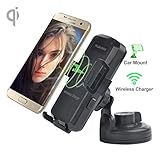 Wireless Car Charger, Car Mount Charger by Kulussy (Air Vent Mount & Dashboard Cup Holder) for all Qi Enable phones,360° Rotation, iPhone 8/X,Samsung Galaxy S8/S8+, S7/S7 Edge,S6/S6 Edge ,Google 4/5/6