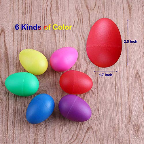FFNIU 24Pcs Plastic Egg Shakers Maracas Toys Music Learning Eggs Percussion Musical Egg(6 Colors)