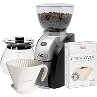 Solis Scala Compact Conical-Burr Coffee Grinder Pour-Over Brew Bundle, Black