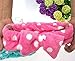 niceeshop(TM) Hot Pink Sweet Lovely Coral Fleece White Dot Bow Headband
