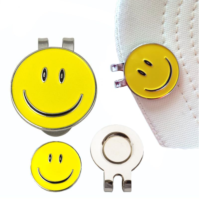 zalati Hat Clip with Golf Ball Maker Magnetic Removable Design Smile Face Style Accessories for Golf Sports