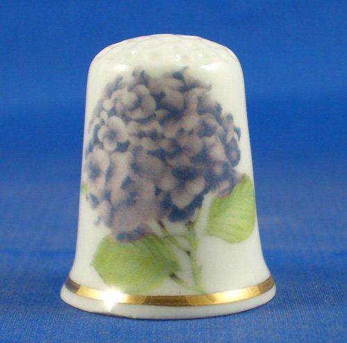 Porcelain China Collectable Thimble - Hyderangea Floral with Free Gift Box