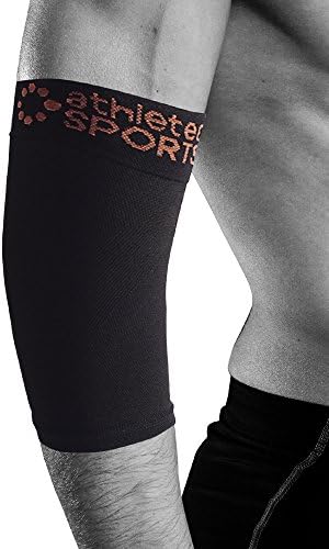 Athletec Sport Copper Elbow Sleeve Compression Support (20-30 mmHg) for Workouts, Weightlifting, Arthritis, Tendonitis, Golfers and Tennis Elbow - Size Large (Pair)