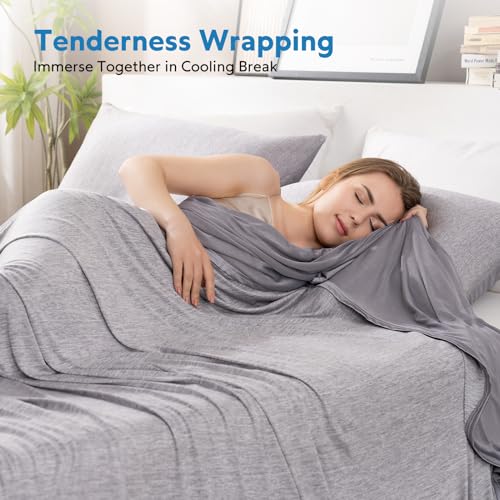 HOMFINE Cooling Blankets for Hot Sleepers - Summer Blanket Thin Lightweight Breathable Soft Double Side Enhanced Cooling for Bed Couch Sofa, Keep Cool for Night Sweats (Grey, 90 x 90 inches)
