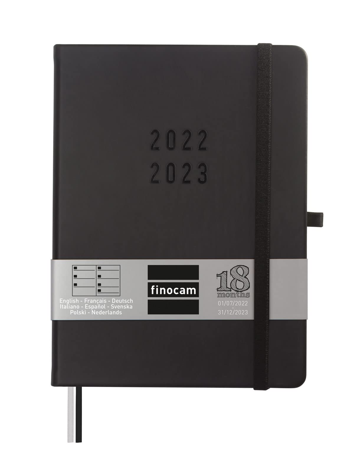 Finocam - Agenda 2022 2023 Minimum 18 Months Week Horizontal View July 2022 - December 2023 (18 months) Black International — image 1