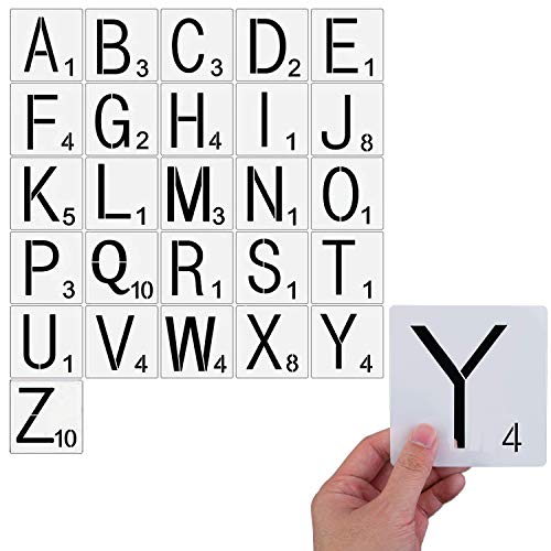 Linshry 50 Pcs Unfinished Wood Pieces Blank 5 X 5 Inch Wood Squares With 26 Pieces Letter Stencils For Diy Craft Coasters Painting Staining And Home Decorations Pricepulse