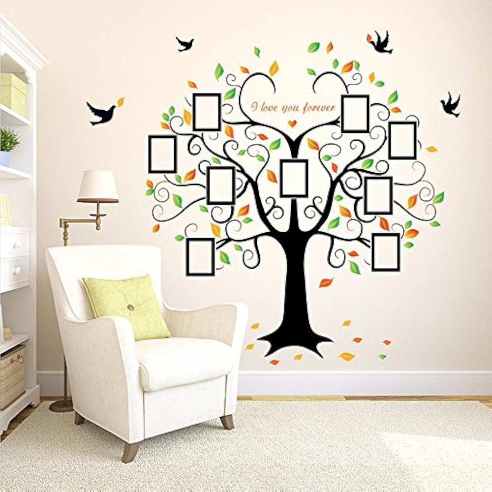 Family Tree Wall Decal 9 Large Photo Picture Frames Peel And Stick
