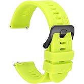 WOCCI 22mm Arched Stripes Silicone Watch Band for Men, Quick Release Strap, Black Buckle (Lime Green)