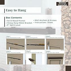 BoscoMondo 48 Inch Fireplace Mantel, Rustic Solid