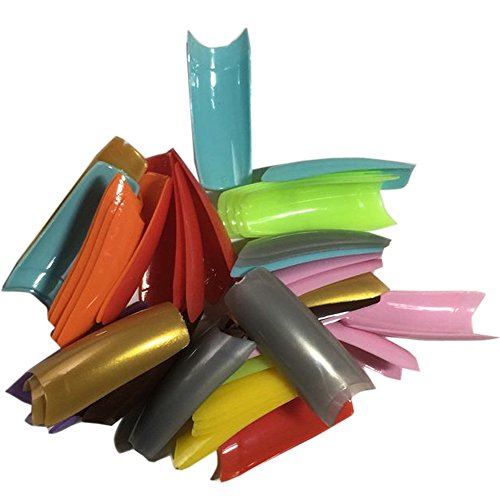 AORAEM 500 Pcs 12 Color French False Acrylic Gel Nail Art Tips Half with Box