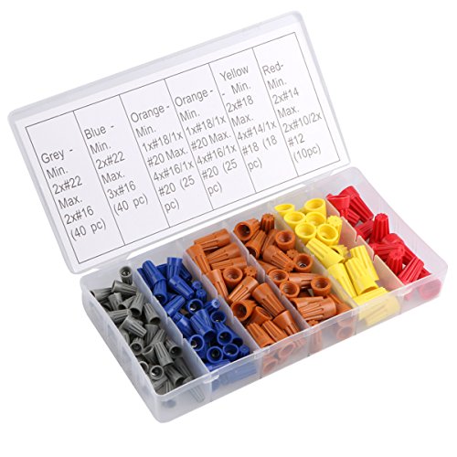 Mikimiqi Wire Connector Assortment Kit 158Pcs Screw Terminals Spring Insert Twist Nuts Caps with 5 Different Size