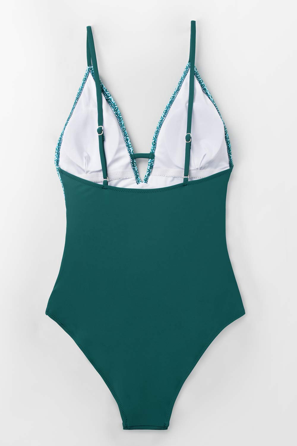 CUPSHE Women's Peacock Green Plunging One Piece Swimsuit Adjustable Swimwear Beachwear Central