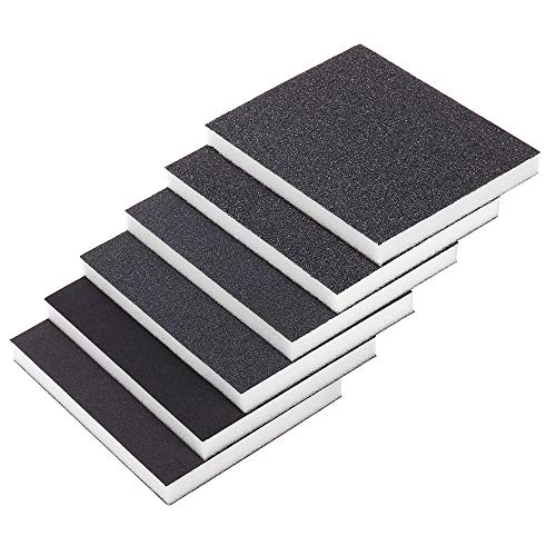 Double Sided Sanding Sponge Sanding Block Pad Grit 2 Fine 2 Medium 2 Coarse Great for Kitchen Drywall Metal Wood Paint Washable and Reusable 6 PCS - Thumbnail 4