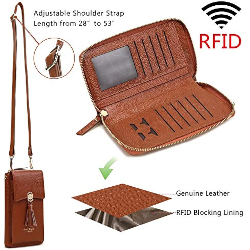 Leather Rfid Cell Phone Crossbody Bags