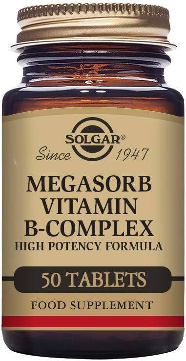 Solgar Megasorb Vitamin B-Complex Tablets, Pack of 50, High Potency and Absorption, Improved Energy and General Vitality