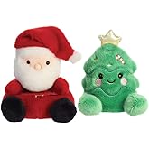 Aurora World Palm Pals 2 Piece Christmas Holiday Plush Bundle, Santa Claus and Jubilee Tree (Santa/Christmas Tree)