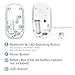 2.4GHz Wireless Bluetooth Mouse, Jelly Comb Dual Mode Slim Wireless Mouse with 2400 DPI Compatible for PC, Laptop, Mac, Android, Windows (White and Gold)