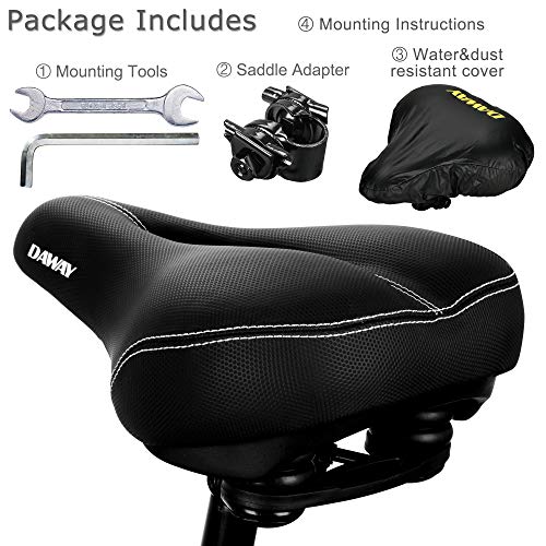 DAWAY Comfortable Men Women Bike Seat C99 Memory Foam Padded Leather Wide Bicycle Saddle
