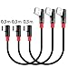 SUNGUY 90 Degree USB C Cable, 【3Pack, 1ft x3】 Right Angle 3A Type C to 45 Degree USB A Braided Cord Quick Charge & Data Sync for Samsung Galaxy A20 A30, Moto G7 Plus G6 Plus, OnePlus 6T 5T (Black)