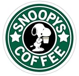 Snoopy's Coffee (Size 8 x 8 Centimeter) Car Motorcycle Bicycle Skateboard Laptop Luggage Vinyl Sticker Graffiti Decal Bumper Sticker By August999
