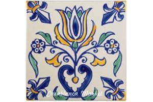 Casablanca Market MT025 Mediterranean Ceramic Tulip Decorative Tile, Blue