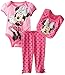 Disney Baby Girls Minnie Mouse 3 Piece Bodysuit Bib and Pant Dress, Pink, 0-3 Months