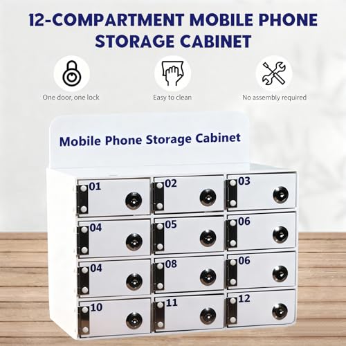 Kensbro 25 Slots Cell Phone Storage Box with Door Locks and Keys Acrylic for Office School Classroom