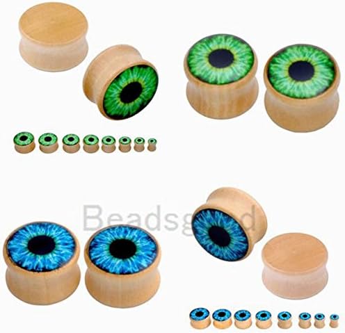 2x_Organic_Wood_Eye_Ball_Solid_Saddle_Tunnel_Ear_Plug_Expander_Stretcher_0g-7/8"