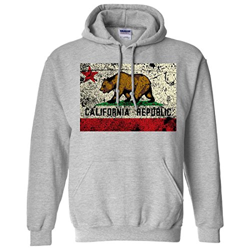Dolphin Shirt Co California State Flag Distressed Sweatshirt Hoodie Black