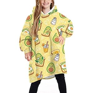 Oversized deken met capuchon voor kinderen, schattige pluizige fleece capuchonsweatshirt met grote zak, voor kinderen…