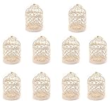 Hosaire Metal Tealight Candle Holder 10 pcs Hanging Lanterns Creative Wedding Home Table Decoration Birdcage White 3.1x5.5 In