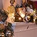 Valery Madelyn Pre-Lit 6 Feet/72 Inch Elegant Champagne Gold Christmas Garland with Shatterproof Ball Ornaments, Ribbon, Artificial Flower, Battery Operated 20 LED Lights