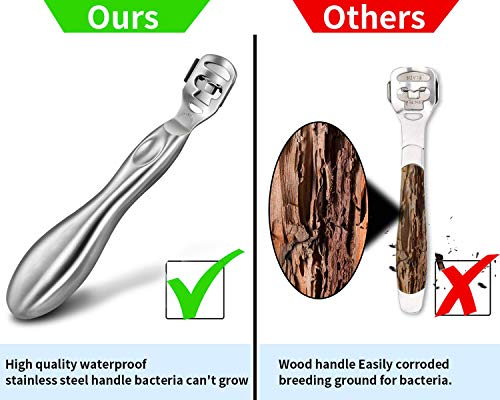 Foot Callus Shaver, 10 Blades Safety Heel Callous Remover Large Stainless Steel Handle Feet Razor - Thumbnail 7