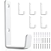 IBERDE Large Stainless Steel Hooks for Hanging, Heavy Duty Wall Hooks Wall Mounted Hook Coat Hook Towel Hook Garage Holder Screw Hanger, 6 Pack (White)