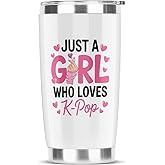 NGLIV Kpop K-pop Gifts for Girls, Stainless Steel Tumbler With Lid and Straw 20oz/590ml for Korean Pop Lovers, Friends for Christmas,Birthday White