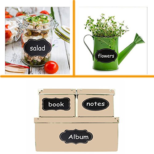 Top label Chalkboard Labels Set 48 Art Lace Reusable Waterproof Stickers,8 Styles Label Sticker for Jars, Party,Crafts Rooms, Weddings and Organize Your Home & Kitchen,Free a White Erasable Chalk - Thumbnail 3