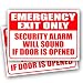 (2 Pack) Emergency Exit Only Alarm Will Sound Sign 10"x7" 4MIL UV Laminated Emergency Exit Only Door Sign Self Adhesive Sticker Decal