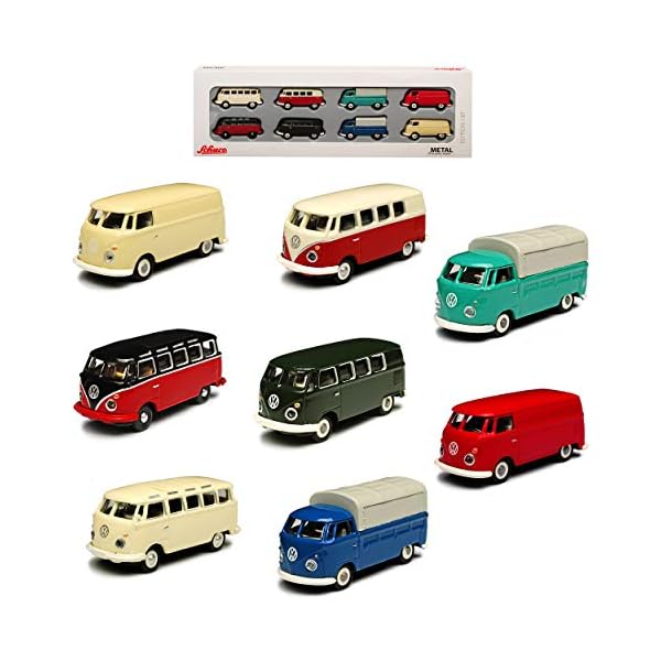 8er Set Volkwagen T1 Transporter Samba Bully Bus 1950-1967 H0 1/87 Schuco Modell Auto mit individiuellem…