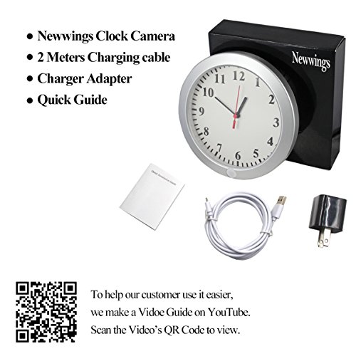 Newwings 1080P WiFi Hidden Camera Wall Clock Wireless Spy Camera Nanny Cam with Motion Detection, Indoor Covert Security Camera for Home and Office