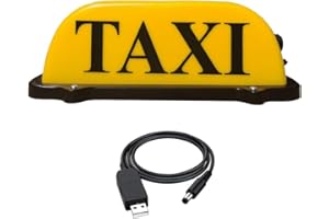 FUNGNLY USB Rechargeable Yellow Shell Taxi Sign Light with Magnetic Base, Sealed Waterproof Roof Top Illuminated Sign