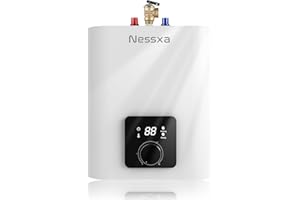 NESSXA 1.6 Gallon Electric Mini Tank Water Heater, 110V 1500W Instant Hot Water Heater, Compact Electric Storage Water Heater, Point of Use On Demand Under Sink Water Heater for Home Kichen Bathroom