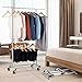 Auledio Expandable Double Rod Clothing Garment Racks On Wheels, Heavy Duty Hanging Clothes Organizer Stand Adjustable Rolling Rack, Chrome