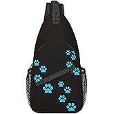 Rmqsyhfz Dog Cat Paw Print Chest Sling Bag Colorful Crossbody Shoulder Backpack Adjustable Travel Hiking Casual Daypack