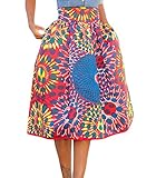 Happy Sailed Women Fashion Casual A-Line African Print Skater Midi Skirt S-XL