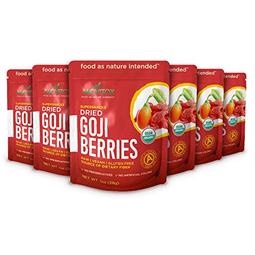Alovitox Organic Goji Berries | Raw, Vegan, Gluten Free Super Snack | High in Plant Based Protein, Dietary Fiber…