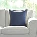Phantoscope Farmhouse Solid Throw Decorative Pillow Cover Burlap Linen Trimmed Tailored Edges Outdoor Pillow Navy Blue 18 x 18 inches, 45 x 45 cm