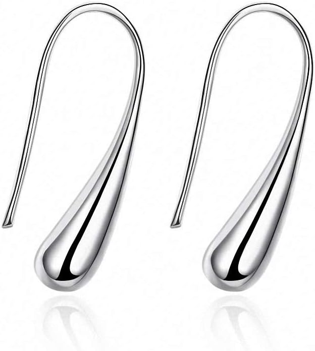 Sobly Fashion Jewelry Women Teardrop Drop Hoop Plated 925 Sterling Silver Earrings by Sobly
